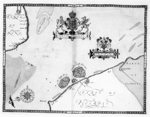 Mapa No.9 que muestra la ruta de la flota de la Armada, grabado por Augustine Ryther, 1588